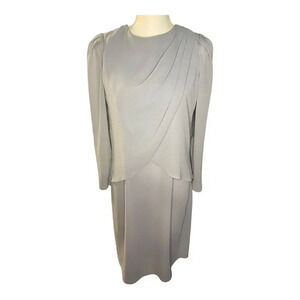 Ursula Of Switzerland Women’s Petite Size 6 Gray Special Occasion Draped Dress